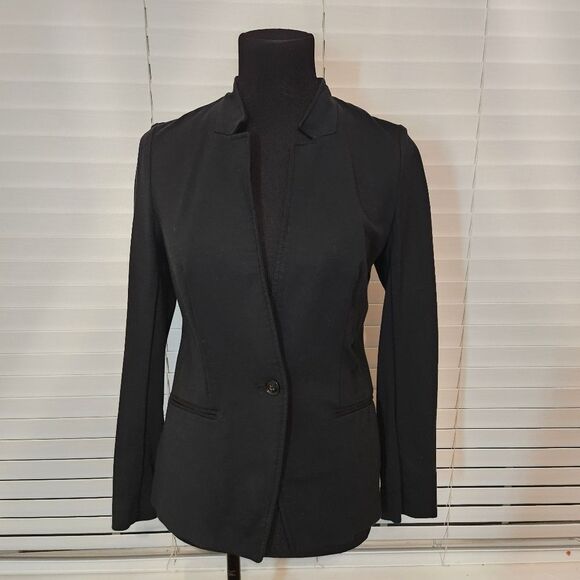 Banana Republic Washable Ponte Inverted Collar Blazer Black NWT Size 2 - Picture 1 of 9